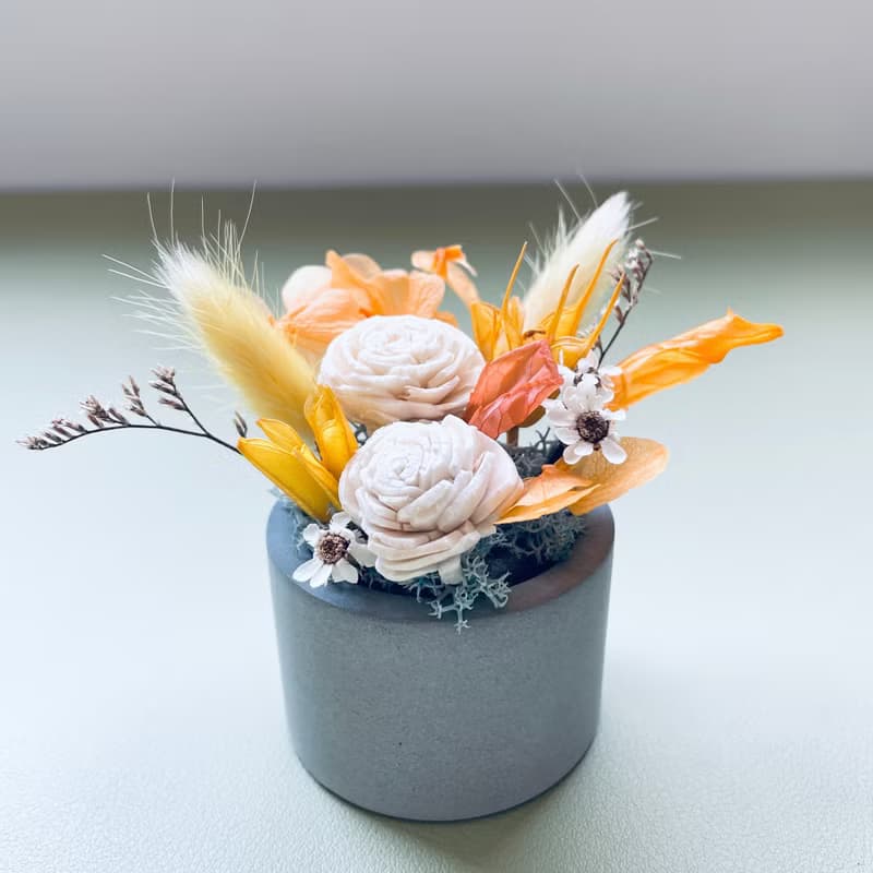 【小水泥盆乾燥花-香氛花】生日花禮 盆花 開幕 入厝 升遷花禮