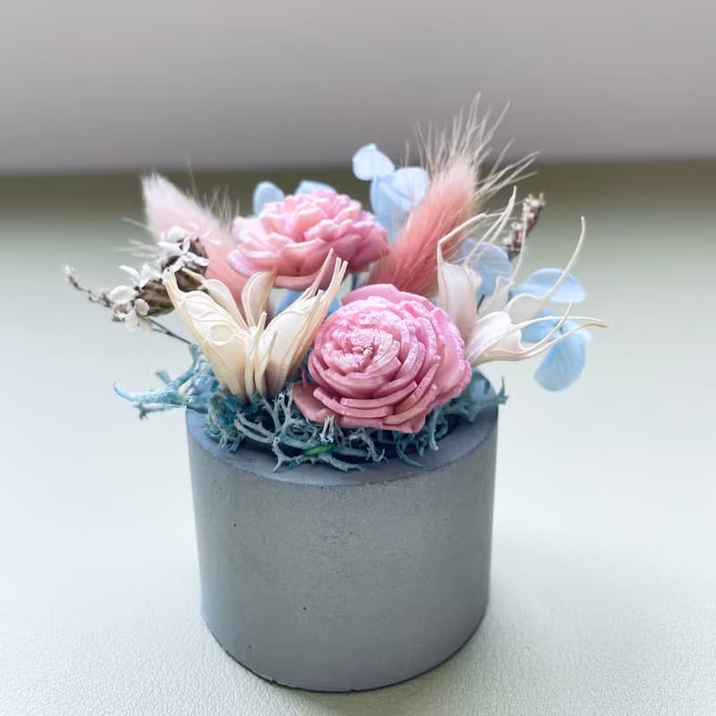 【小水泥盆乾燥花-香氛花】生日花禮 盆花 開幕 入厝 升遷花禮