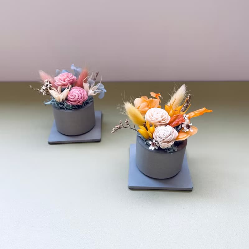 【小水泥盆乾燥花-香氛花】生日花禮 盆花 開幕 入厝 升遷花禮