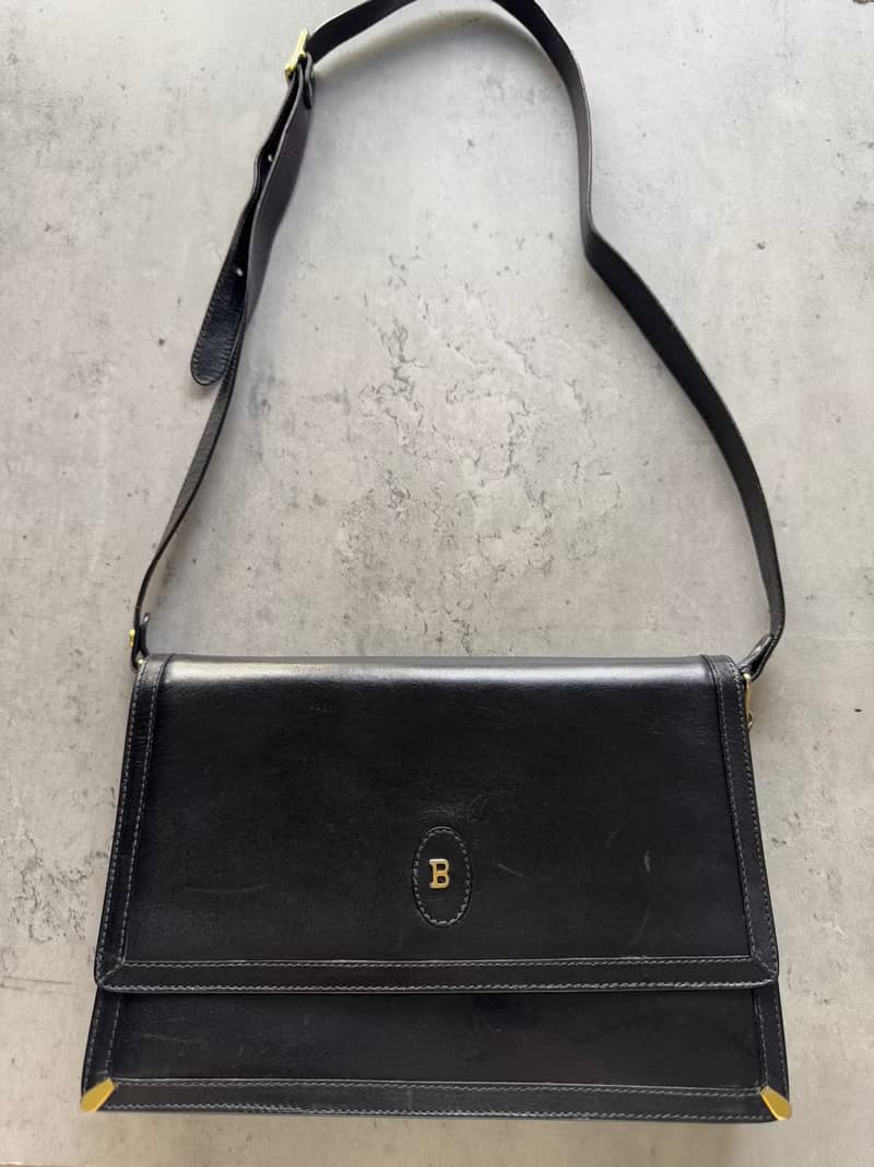 中古正品 Bally 牛皮 真皮包 風琴包 斜背包