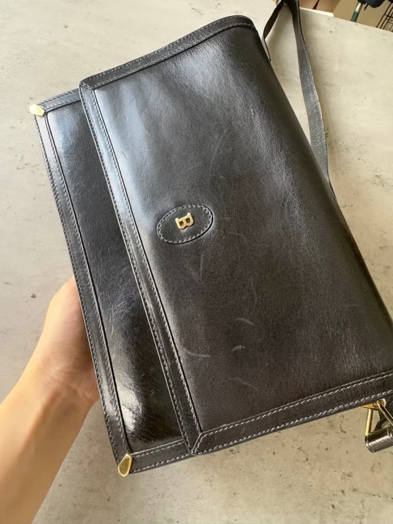 中古正品 Bally 牛皮 真皮包 風琴包 斜背包