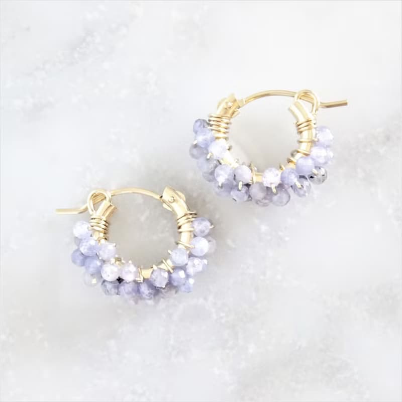 14kgf Tanzanite pavé pierced earring / earring