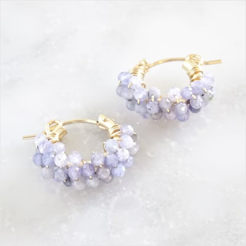 14kgf Tanzanite pavé pierced earring / earring