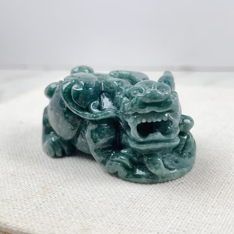 【招財神獸】花青翡翠貔貅擺飾擺件 | 天然緬甸玉翡翠A貨 | 送禮
