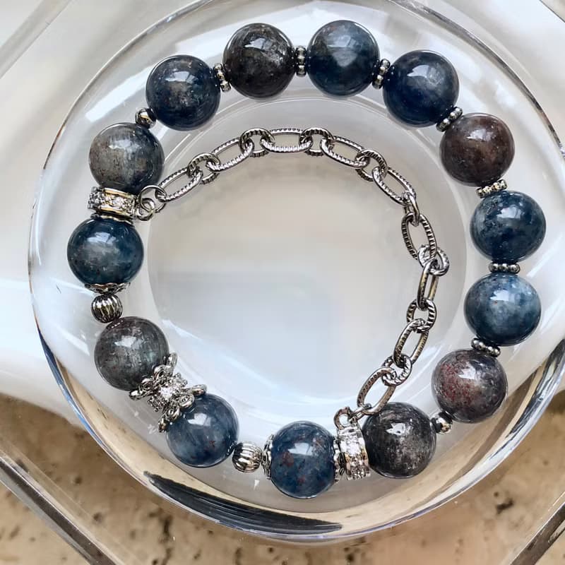 ITS-B659【設計款・海洋星空・共生礦藍晶石】天然石水晶手鍊手環