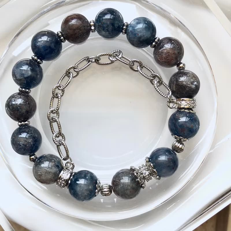 ITS-B659【設計款・海洋星空・共生礦藍晶石】天然石水晶手鍊手環