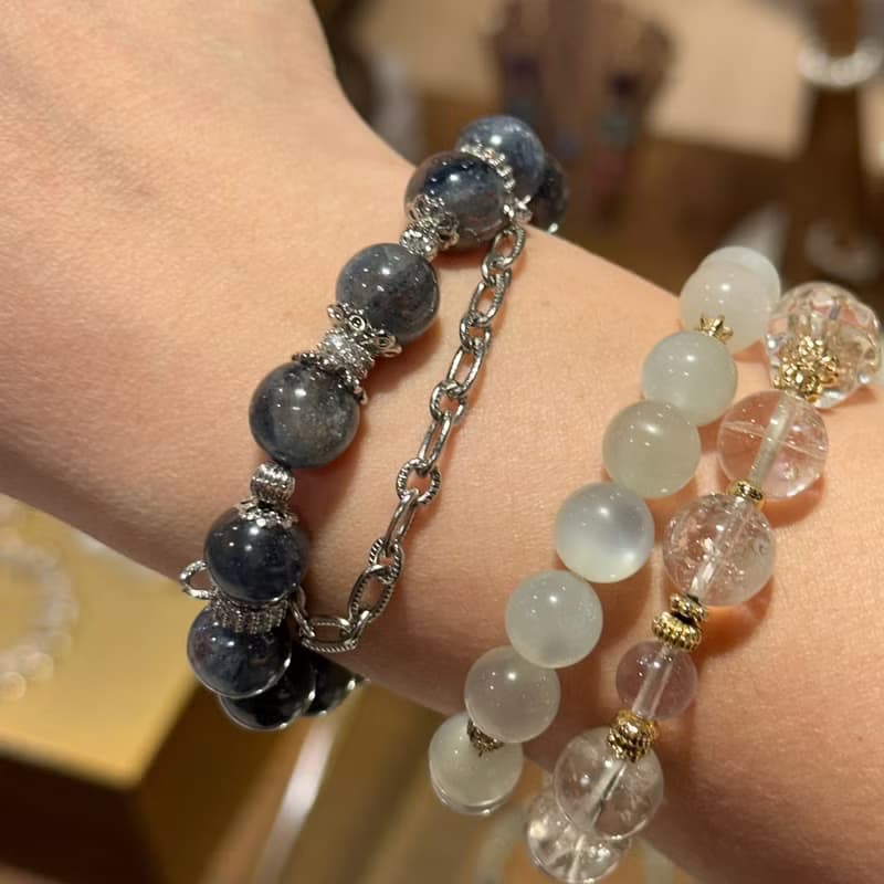 ITS-B659【設計款・海洋星空・共生礦藍晶石】天然石水晶手鍊手環