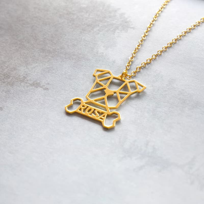 Custom Dog Bone Necklace, Memorial gift for Pet lover Geometric Style