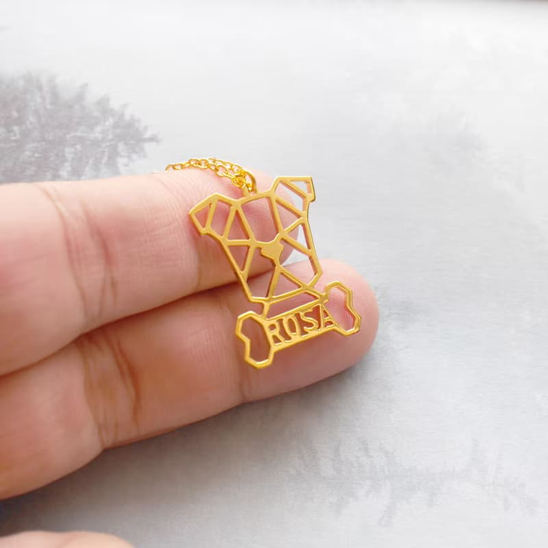 Custom Dog Bone Necklace, Memorial gift for Pet lover Geometric Style
