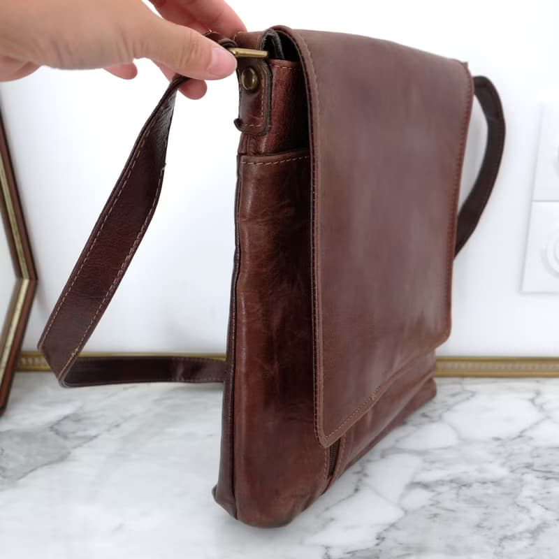 法國復古深啡色長形皮袋