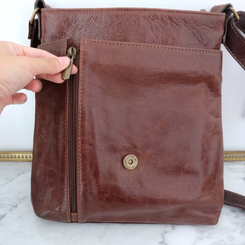 法國復古深啡色長形皮袋