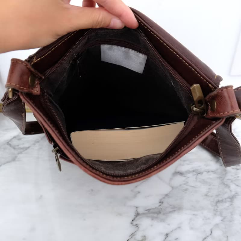 法國復古深啡色長形皮袋