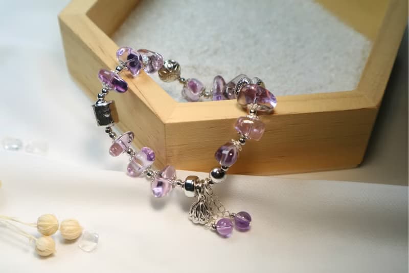 增強記憶力紫晶純銀手鍊 / 手環 / 手串 925純銀飾品