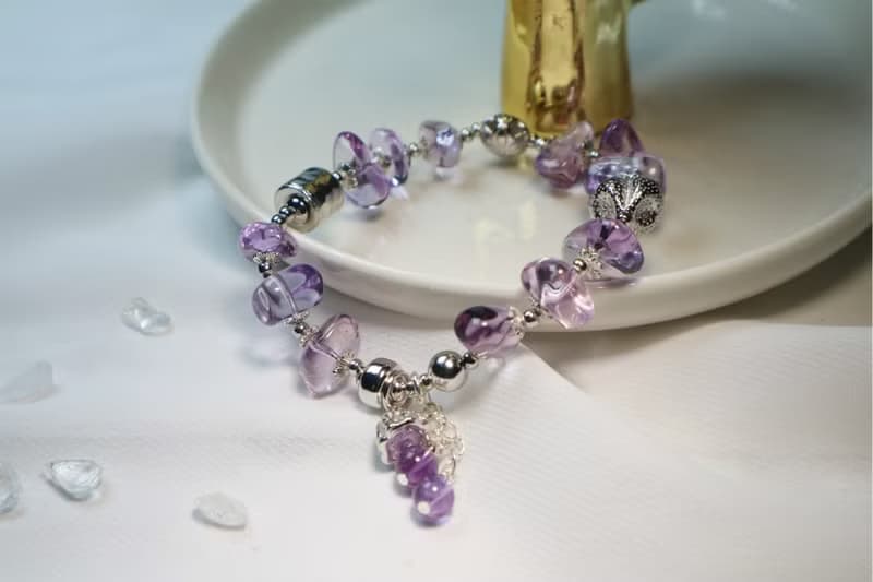 增強記憶力紫晶純銀手鍊 / 手環 / 手串 925純銀飾品