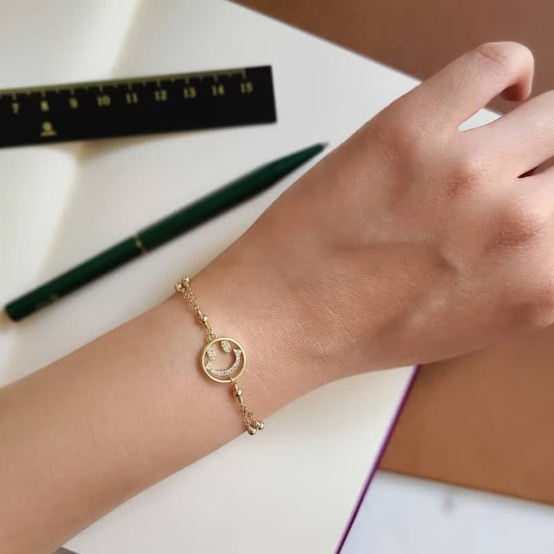 微笑曙光 - 簍空鋯石金珠手鍊