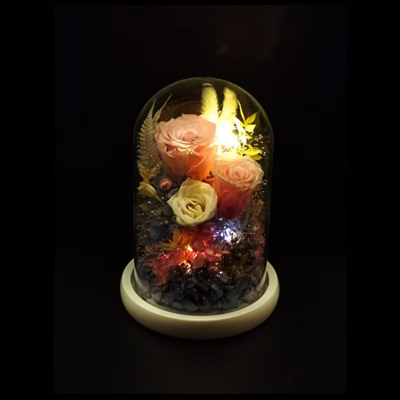 永生花玻璃擺設 - 夢幻粉紫