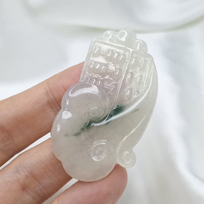 老種冰黃飄花如意算盤  財智雙全 擺件 掛件 | 天然緬甸玉A貨翡翠