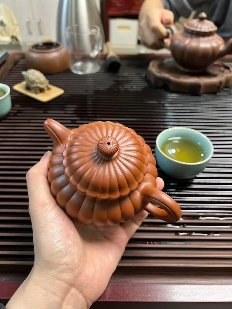 筋纹仿古 全手工制作 300cc 原矿顶级朱泥料 泥色正宗润泽 型体
