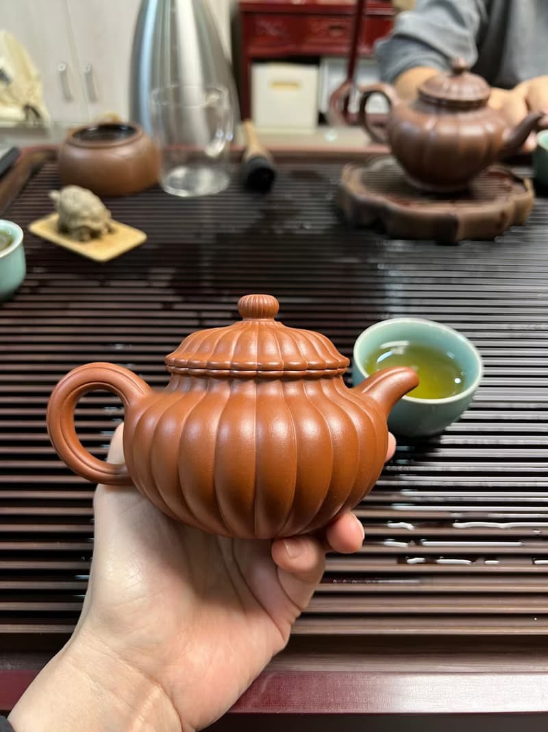 筋纹仿古 全手工制作 300cc 原矿顶级朱泥料 泥色正宗润泽 型体