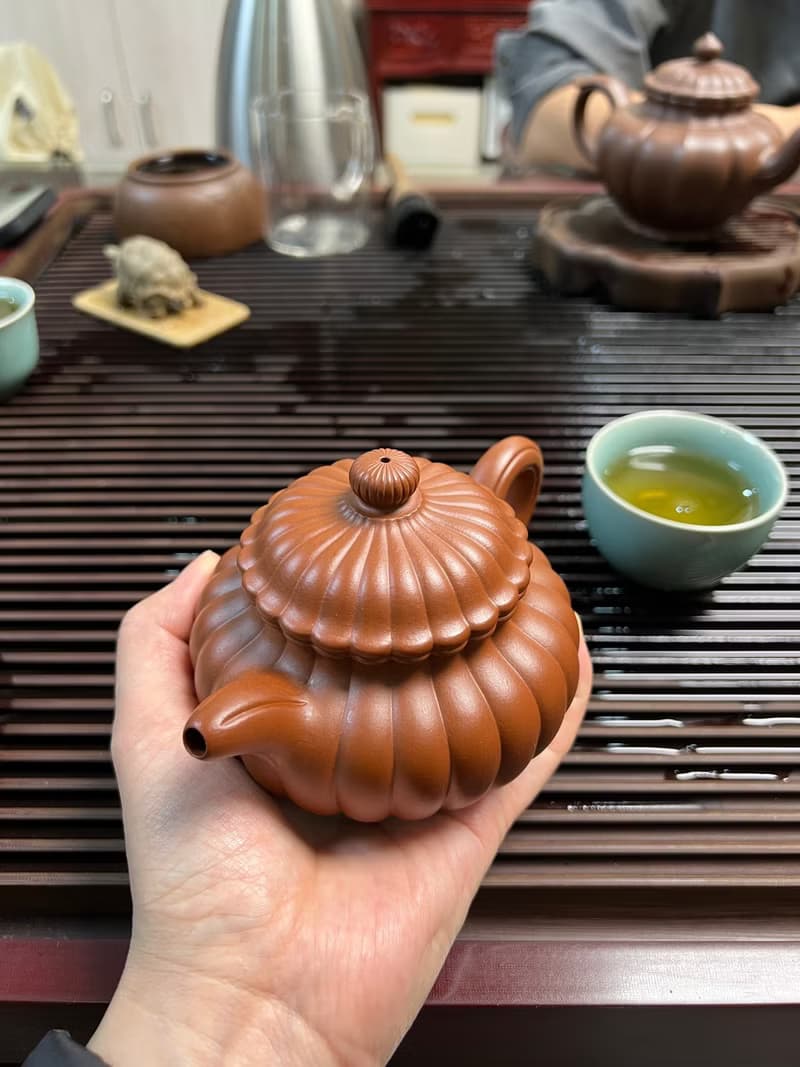 筋纹仿古 全手工制作 300cc 原矿顶级朱泥料 泥色正宗润泽 型体