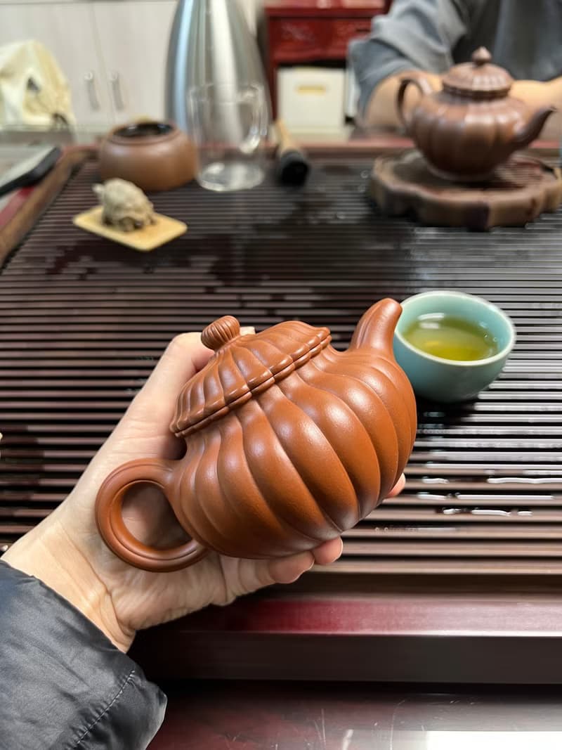 筋纹仿古 全手工制作 300cc 原矿顶级朱泥料 泥色正宗润泽 型体