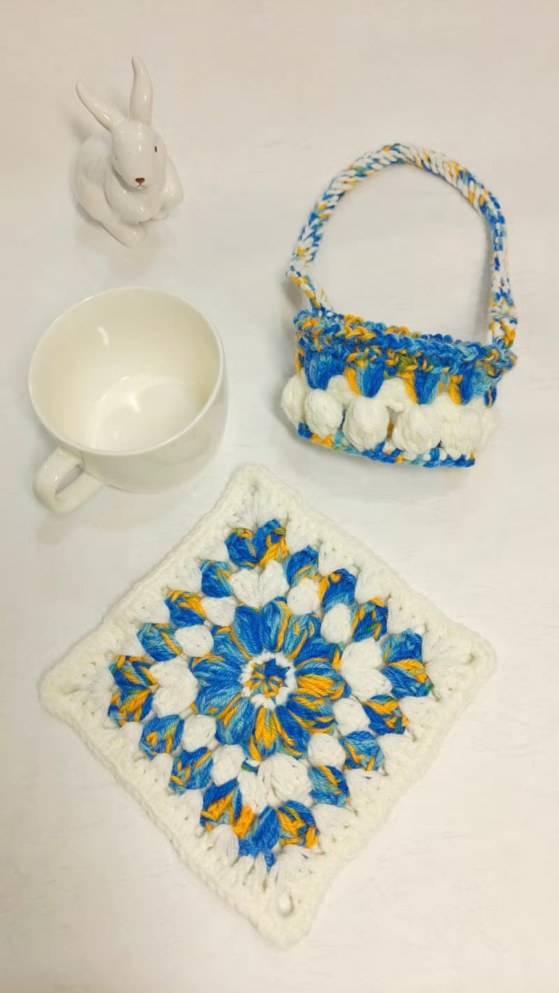 名畫色系杯墊 親愛的梵谷 我把油畫中的星空鉤織成杯墊了