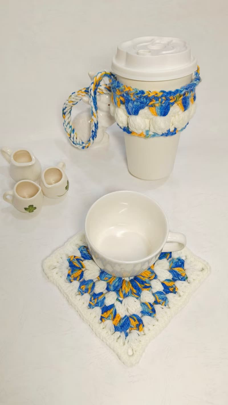 名畫色系杯墊 親愛的梵谷 我把油畫中的星空鉤織成杯墊了