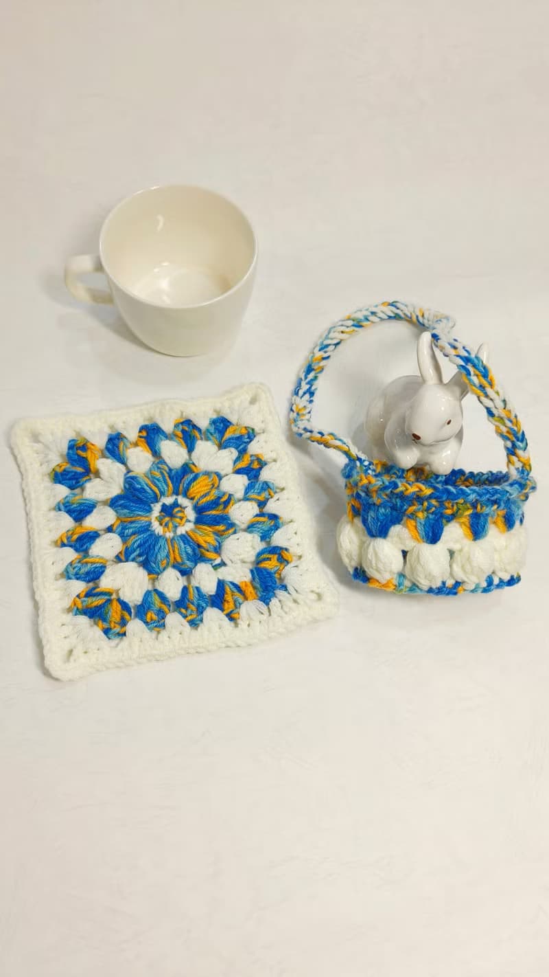 名畫色系杯墊 親愛的梵谷 我把油畫中的星空鉤織成杯墊了