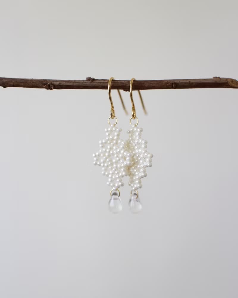 串珠耳飾_融雪/珍珠白/beading earing