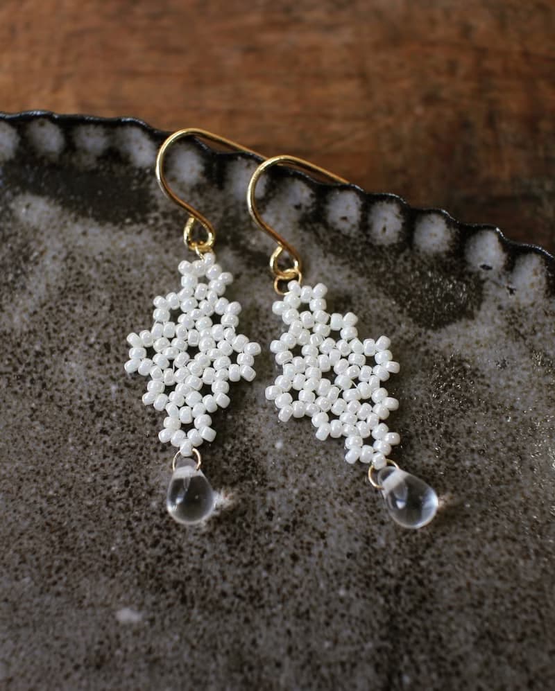 串珠耳飾_融雪/珍珠白/beading earing
