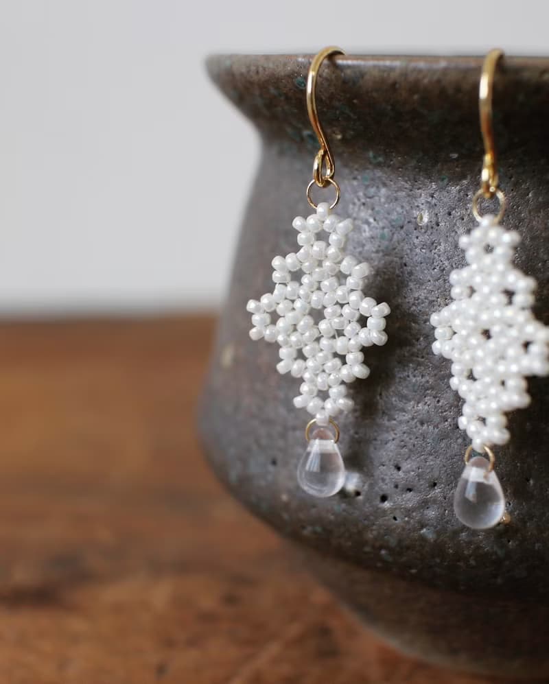 串珠耳飾_融雪/珍珠白/beading earing