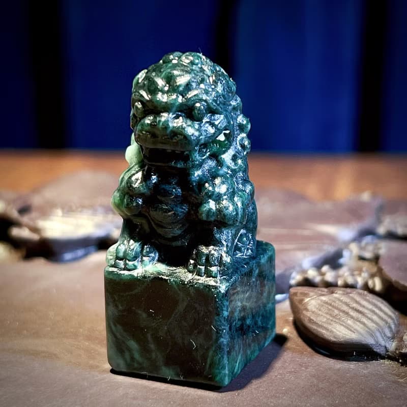 老花青翡翠獅子印章| 天然緬甸玉A貨翡翠 | 送禮