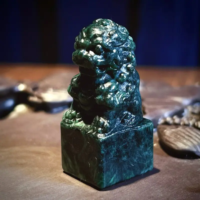 老花青翡翠獅子印章| 天然緬甸玉A貨翡翠 | 送禮
