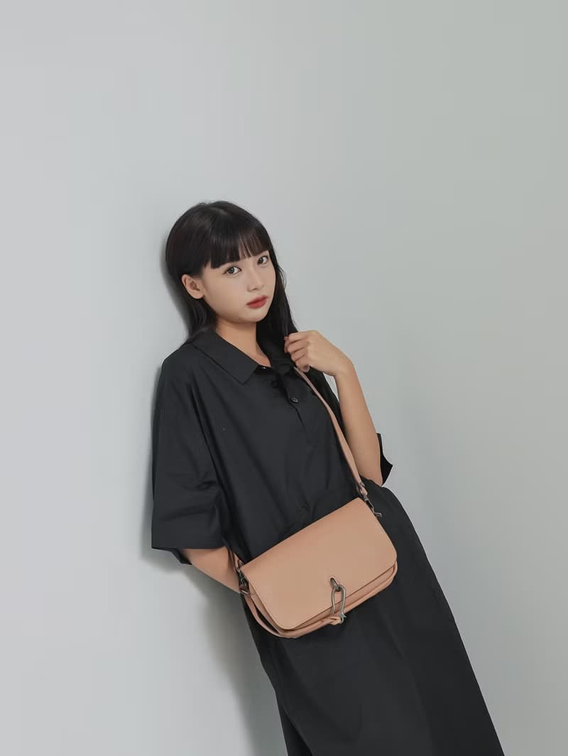 supportingrole 極簡俐落真皮手拎肩側背包 卡其