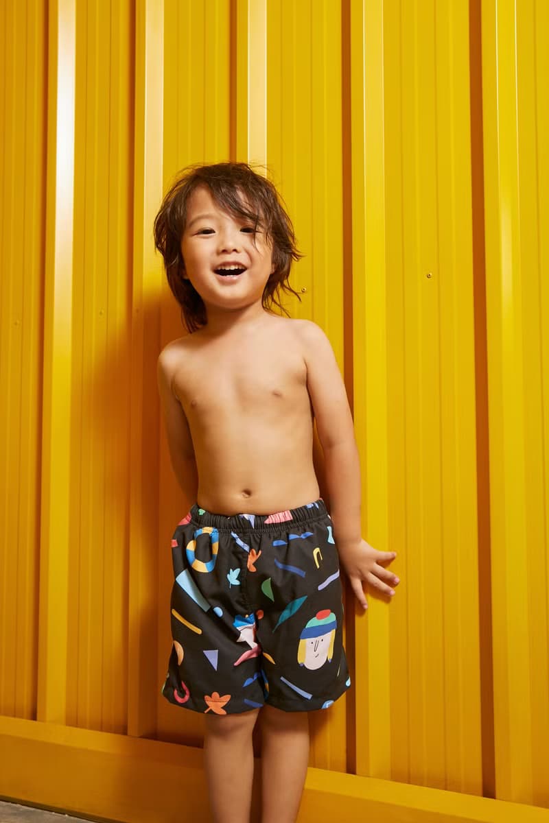 Beach Babe & Beach Boy : Baby & Adult Swim Trunks : NY Black Summer Printing
