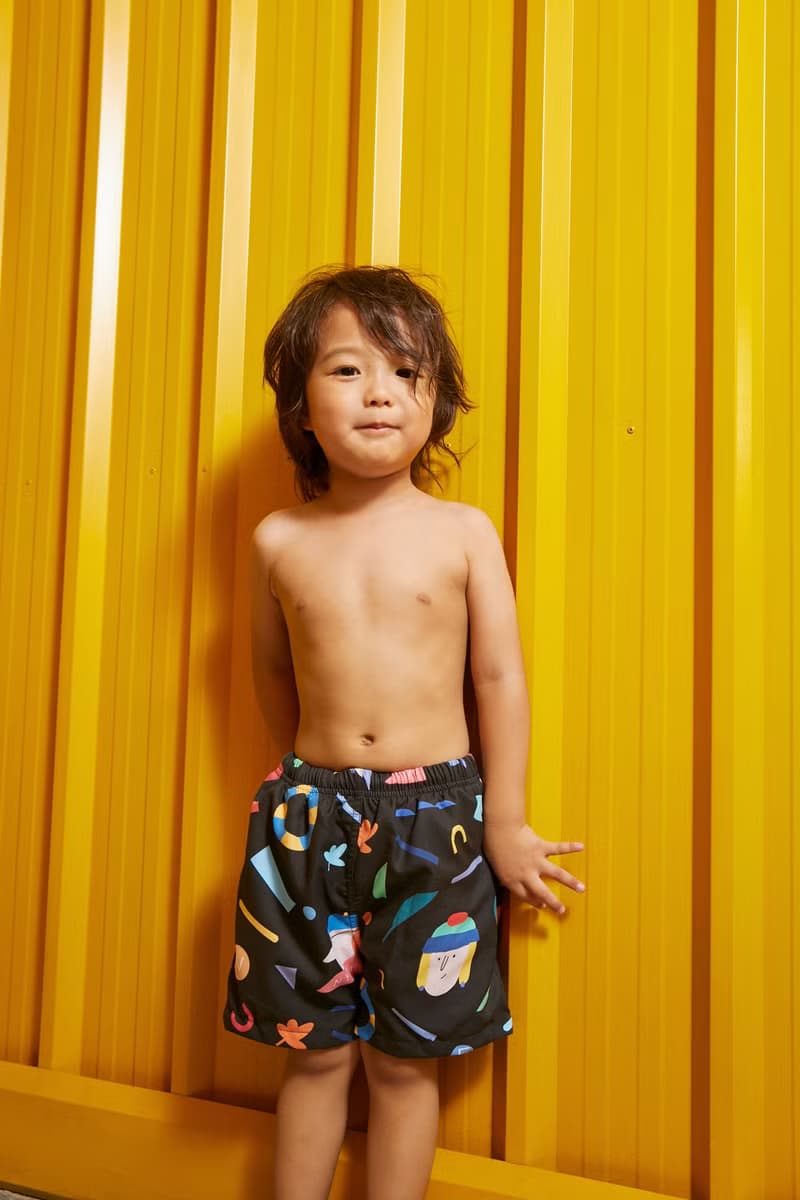 Beach Babe & Beach Boy : Baby & Adult Swim Trunks : NY Black Summer Printing