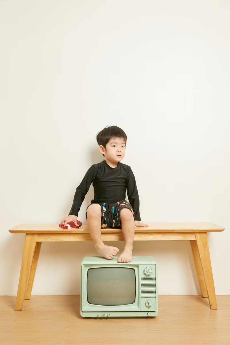 Beach Babe & Beach Boy : Baby & Adult Swim Trunks : NY Black Summer Printing