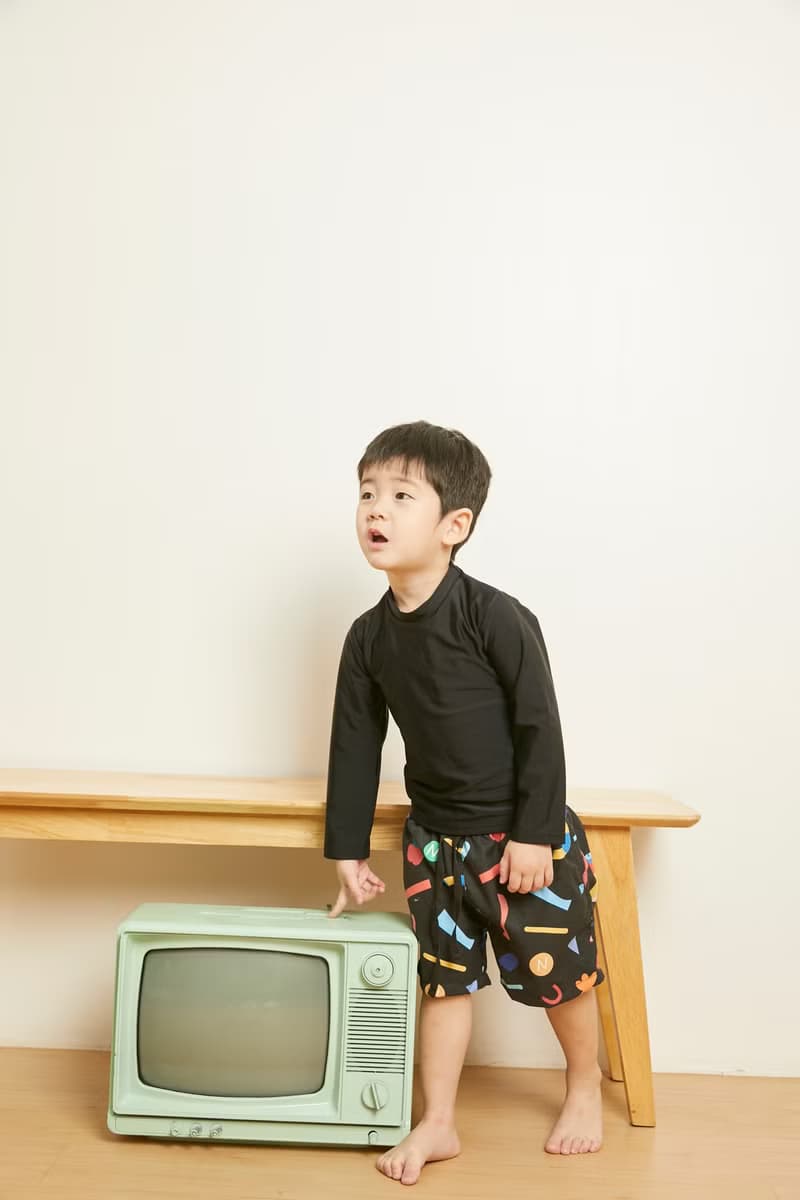 Beach Babe & Beach Boy : Baby & Adult Swim Trunks : NY Black Summer Printing