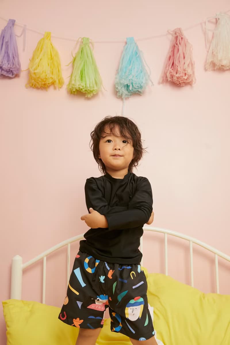 Beach Babe & Beach Boy : Baby & Adult Swim Trunks : NY Black Summer Printing