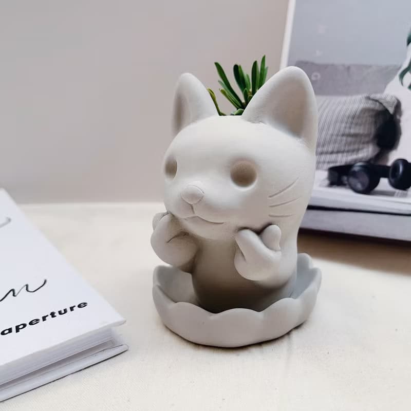 【快速出貨】啾咪貓貓 植物小盆 水泥盆器 交換禮物