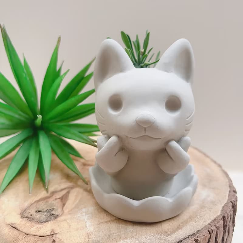 【快速出貨】啾咪貓貓 植物小盆 水泥盆器 交換禮物