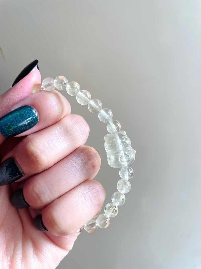 黃色招財 可愛萌物【檸檬黃水晶招財貓圓珠手串】必蒐藏/一物一拍