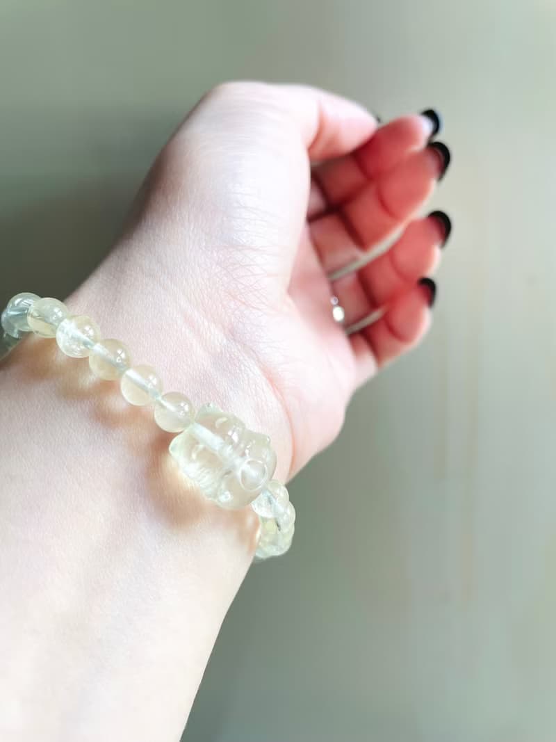 黃色招財 可愛萌物【檸檬黃水晶招財貓圓珠手串】必蒐藏/一物一拍