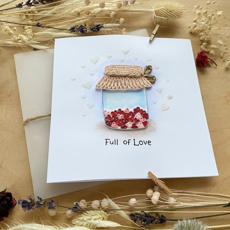 Greeting Card - Love Card - Full of Love - Jar of Hearts