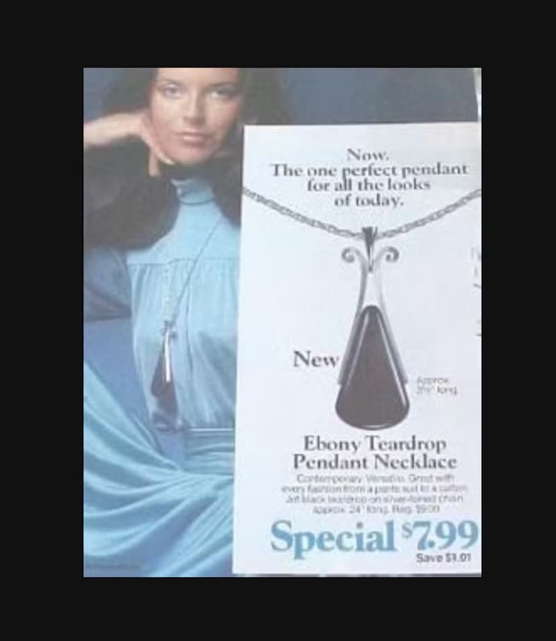 古董摩登復古vintage 黑色香水瓶項鍊 Avon 1970年 N09