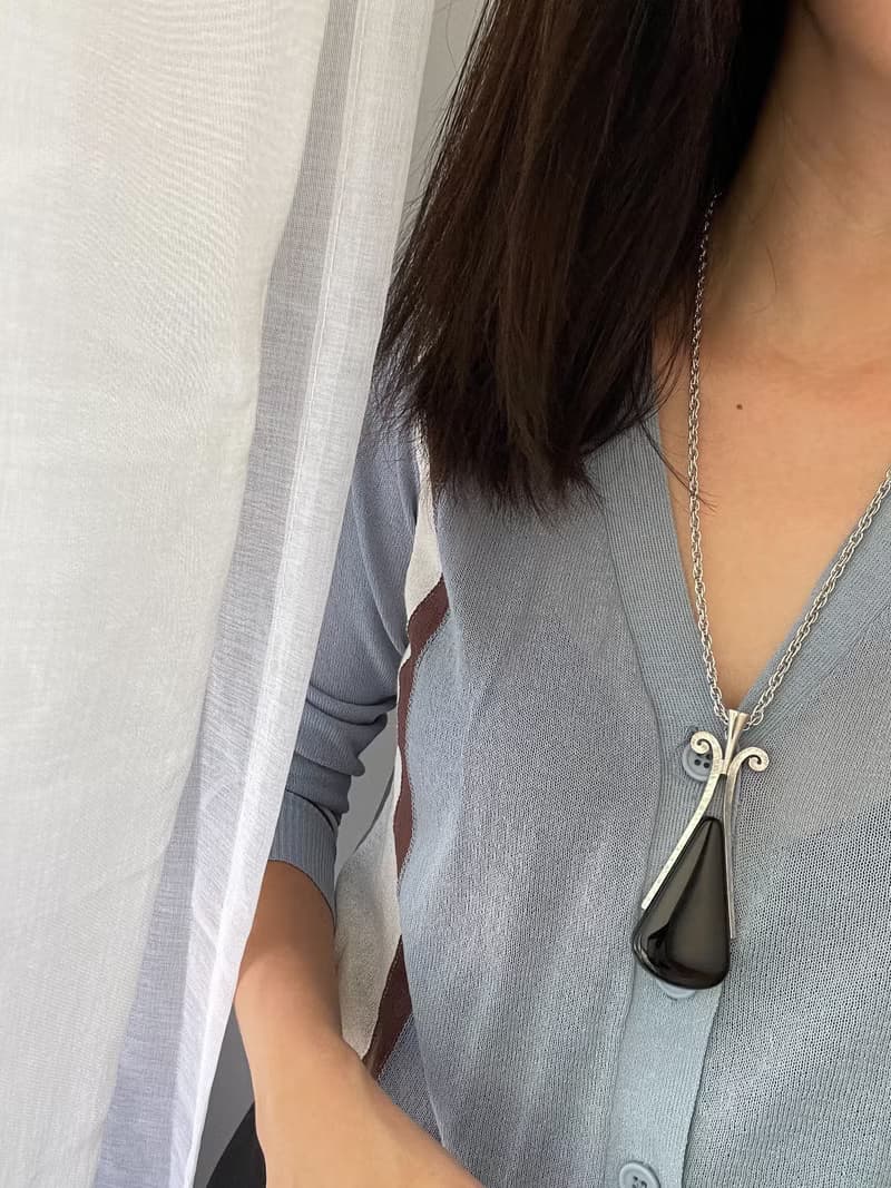 古董摩登復古vintage 黑色香水瓶項鍊 Avon 1970年 N09