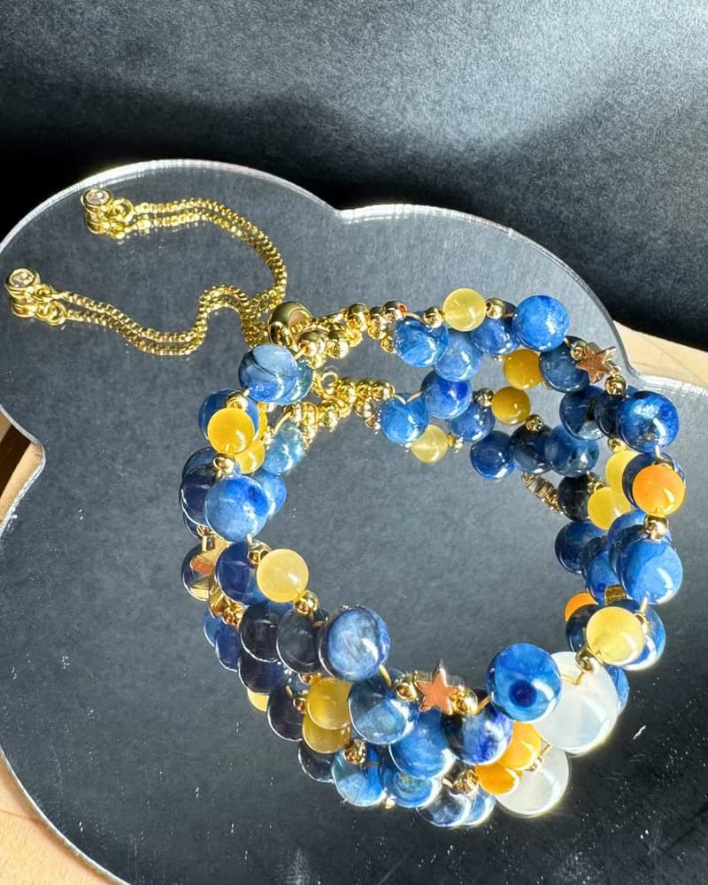 【愛自己的宇宙】莫奈藍晶 金虎眼 白月光 水晶手鏈 手鍊 訂製