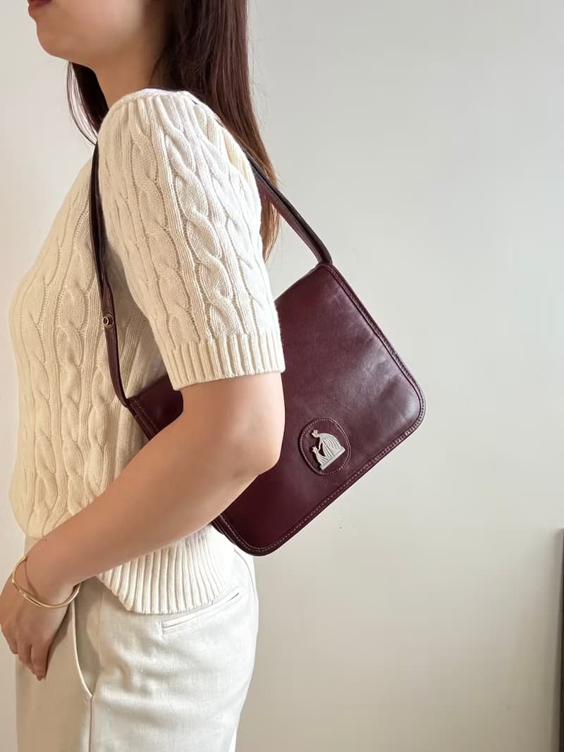 中古美品 法國 Lanvin 浪梵 真皮風琴包 母女標誌 兩用斜背 酒紅