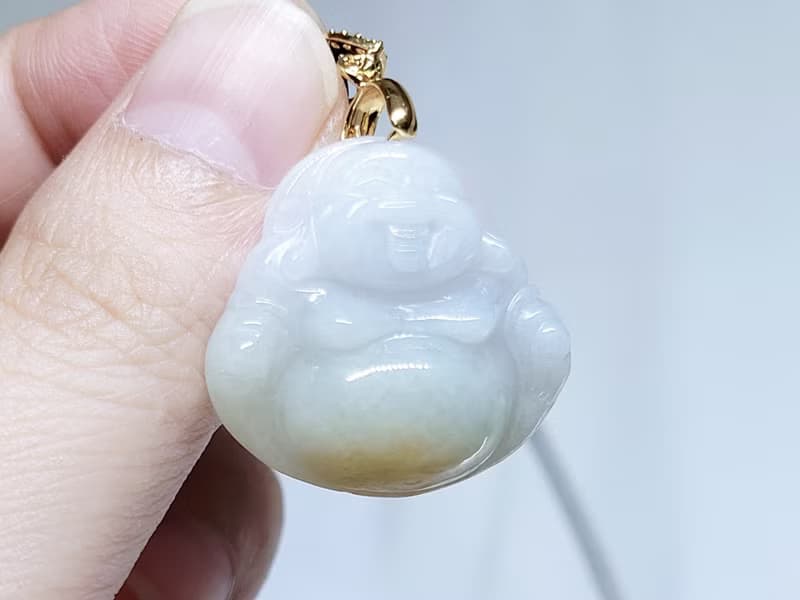 【親翠】天然翡翠 嬌潤牛奶底肚裡藏金彌勒佛項鍊 送禮首選