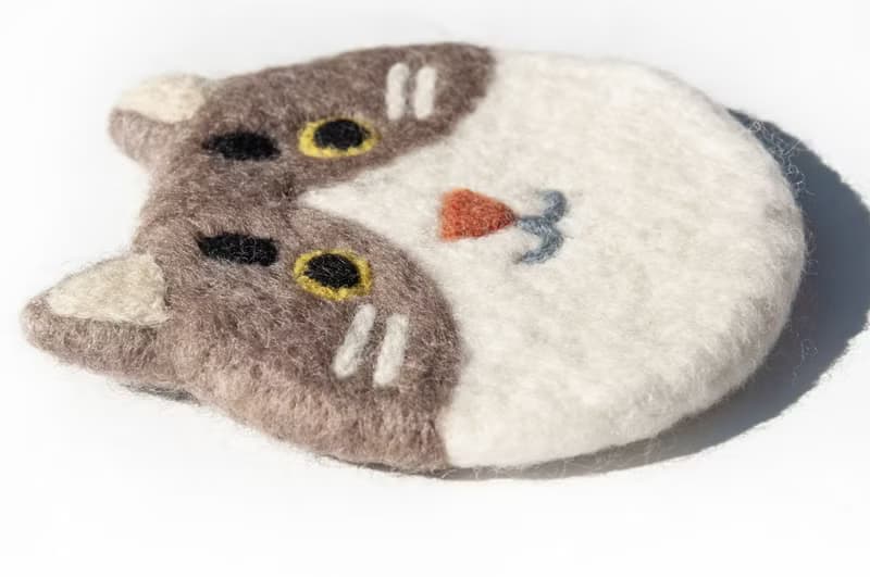 情人節禮物 聖誕交換禮物 森林系羊毛氈杯墊 動物杯墊-貓咪吸水墊